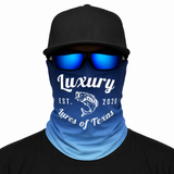 Luxury Face Shield /Neck Gaiter Blue/Sky Blue Fade