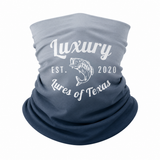 Luxury Face Shield /Neck Gaiter White/Navy Fade