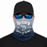 Luxury Face Shield /Neck Gaiter White/Navy Fade