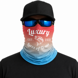 Luxury Face Shield /Neck Gaiter Blue/Red Fade